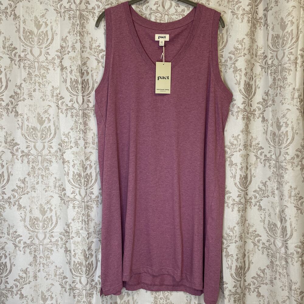PACT Womens Organic Cotton Softspun A-line Sleeveless Tank Dress knee length XL